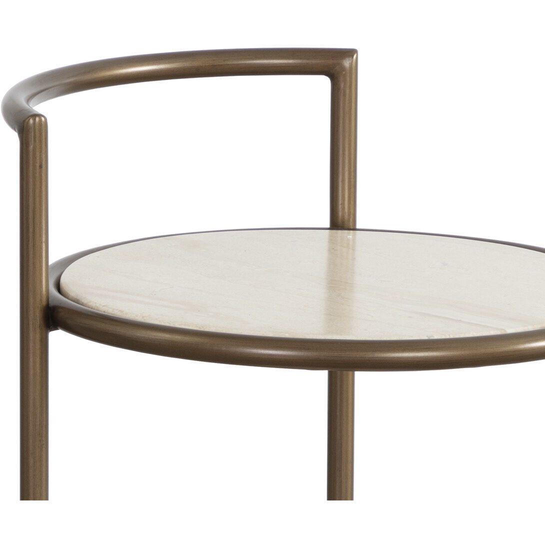 Parga 25 X 14 inch Rustic Bronze / Travertine Look Outdoor End Table